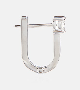 Boucles d'oreilles Aria U Huggie en or blanc 18 ct et diamants | Melissa Kaye