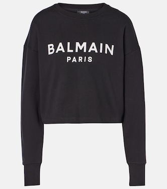 Sudadera de punto fino de algodón con logo | Balmain