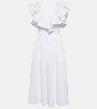 Vestido midi de algodón con volantes | Chloé