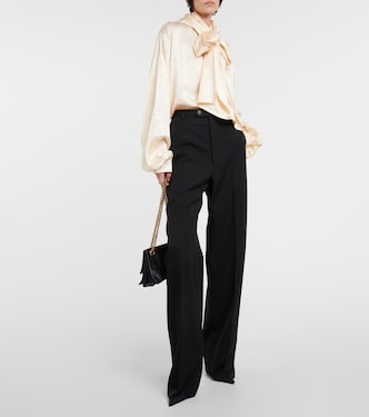 Pantaloni a gamba larga in lana | Balenciaga