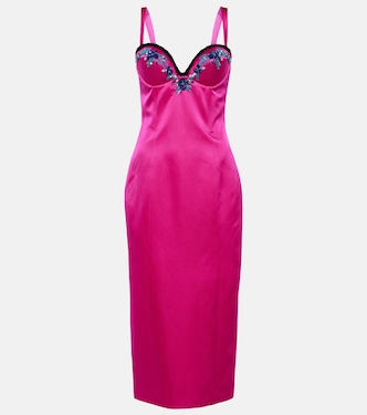 Vestido midi de satén adornado | Miss Sohee