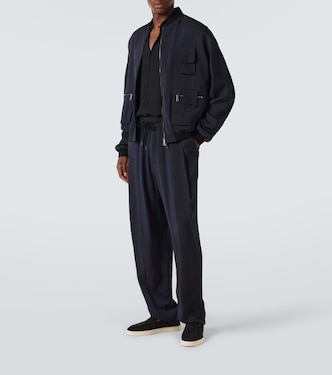 Herringbone jacquard tapered pants | Giorgio Armani