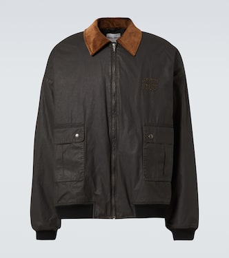 Bomberjacke aus Baumwollpopeline mit Cord | Miu Miu