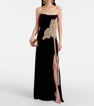 Crystal-embellished velvet gown | Costarellos