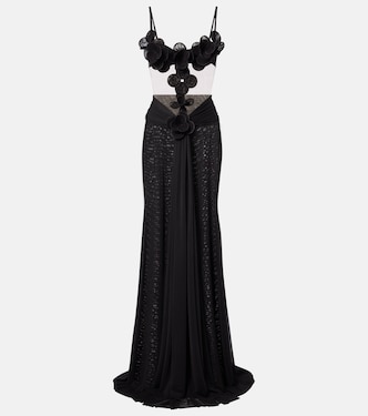 Floral-appliqué mesh gown | David Koma