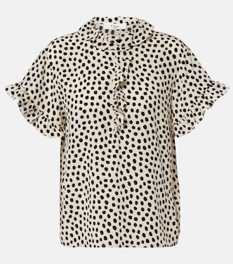 Polka-dot silk crêpe de chine top | Chloé