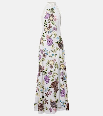 Embellished floral halterneck gown | Là Fuori