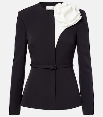 Floral-appliqué peplum crêpe blazer | Roland Mouret