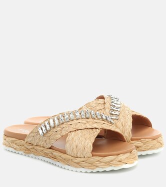 Sandali in paglia con cristalli | Prada