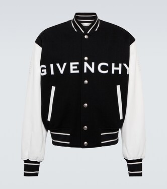 Wool-blend and leather bomber jacket | Givenchy