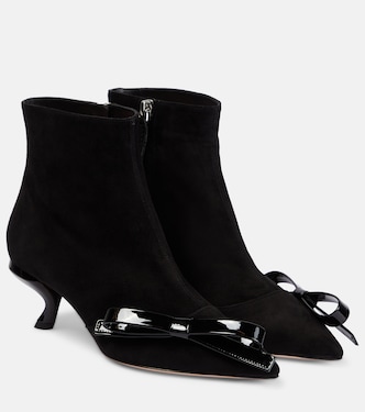 Virgule Bow suede ankle boots | Roger Vivier