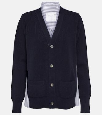 Cardigan in lana e popeline di cotone | Sacai
