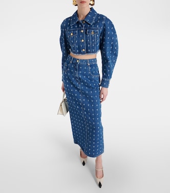 Falda larga de denim adornado | Nina Ricci
