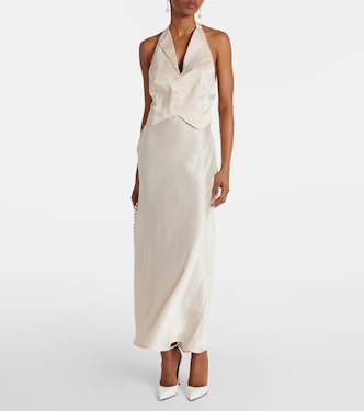 Robe midi de mariée Estella en soie | Rixo