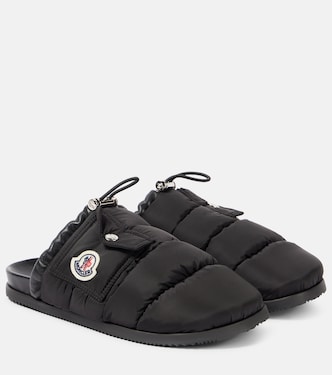 Mon Pocket leather-trimmed mules | Moncler