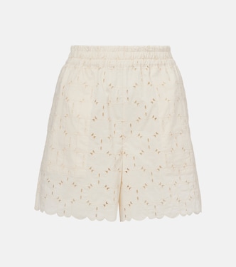 Broderie anglaise cotton-blend shorts | Moncler