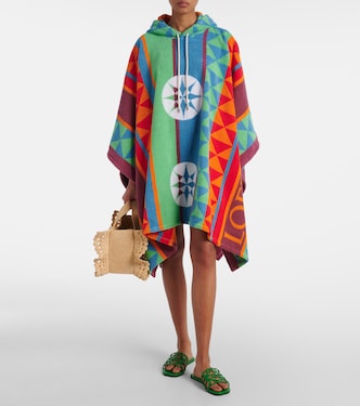 Poncho in spugna di cotone con cappuccio e stampa | Loewe