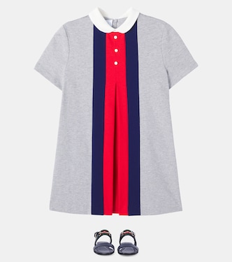 Vestido corto tribanda Web de jersey de algodón | Gucci Kids