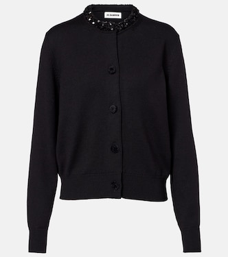 كارديغان من الصوف الخام مزينة بالترتر | Jil Sander