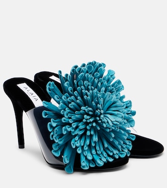 Dahlia 90 floral-appliqué leather and PU mules | Alaïa