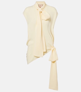Asymmetric tie-neck blouse | Plan C