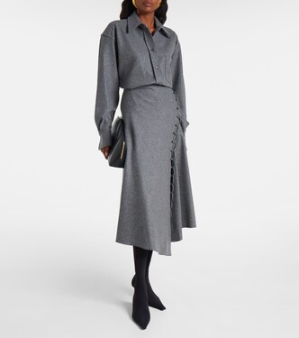 Asymmetric wool and cashmere midi skirt | Victoria Beckham