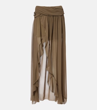 Asymmetric draped maxi skirt | Jacques Wei