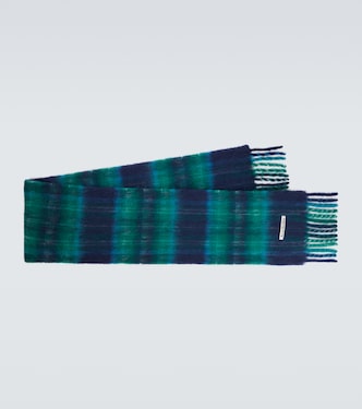 Fringed plaid mohair-blend scarf | Acne Studios