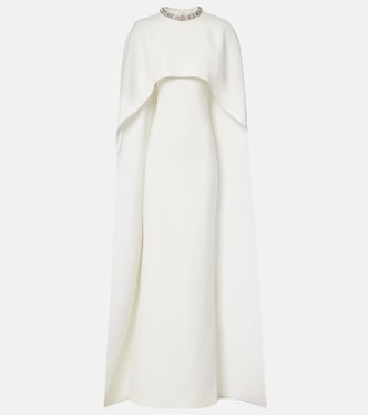 Crystal-embellished caped crêpe gown | Roland Mouret