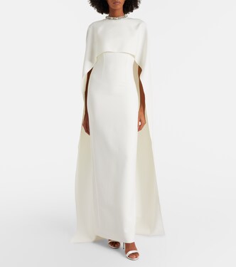 Crystal-embellished caped crêpe gown | Roland Mouret