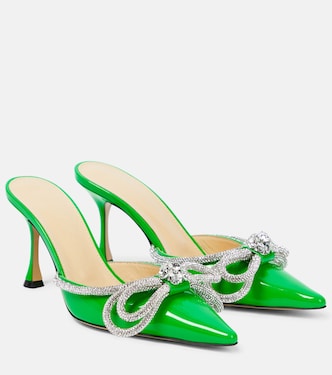 Double Bow embellished patent leather mules | Mach & Mach