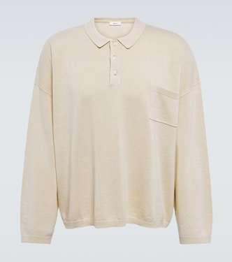 Linen and cotton polo top | Commas
