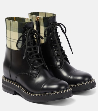 x Barbour lace-up leather ankle boots | Chloé