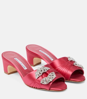 Verzierte Pantoletten Prinap aus Satin | Manolo Blahnik