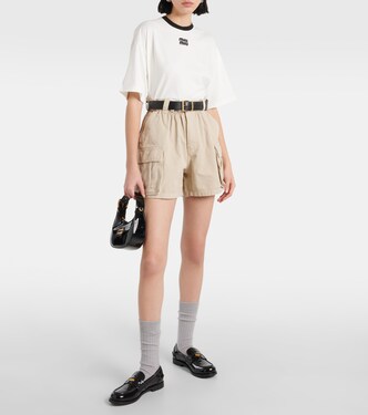 Short cargo en coton à taille haute | Miu Miu