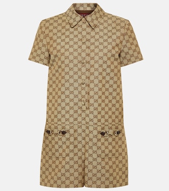 GG cotton-blend canvas playsuit | Gucci