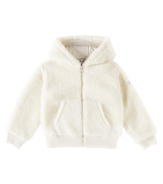 Logo faux shearling zip-up hoodie | Moncler Enfant