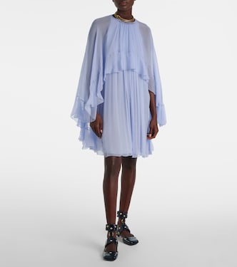 Abito corto in seta con balze | Chloé