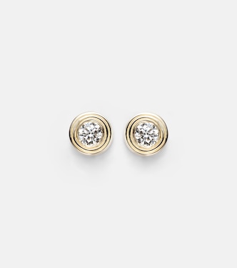 Fluted 14kt gold earrings with diamonds | Sydney Evan