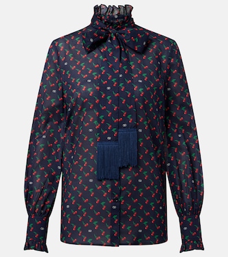 Cherryfic bow-detail cotton muslin shirt | Valentino