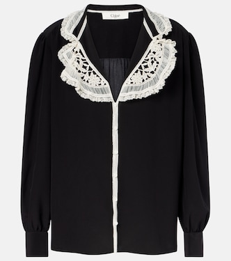 Bluse aus Crêpe de Chine aus Seide mit Spitze | Chloé