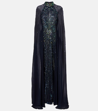 Thea caped sequined gown | Jenny Packham