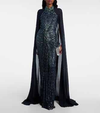 Thea caped sequined gown | Jenny Packham