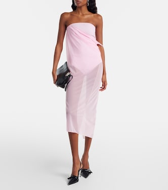 Draped sheer jersey crêpe midi dress | Courrèges