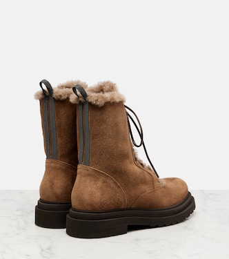 Bottines Monili en daim et shearling | Brunello Cucinelli