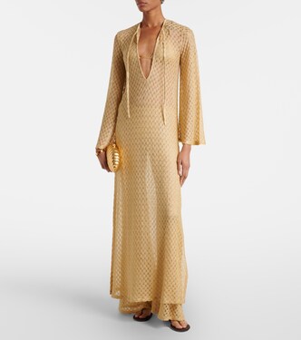Open-knit tie-neck lamé kaftan  | Missoni