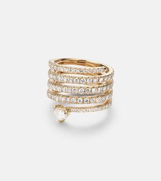 Spiral Heart 18kt gold pinky ring with diamonds | Shay Jewelry