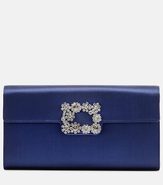 Efflorescence embellished satin clutch | Roger Vivier