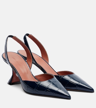 Holli croc-effect leather slingback pumps | Amina Muaddi