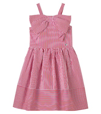 Bow-detail striped dress | Monnalisa